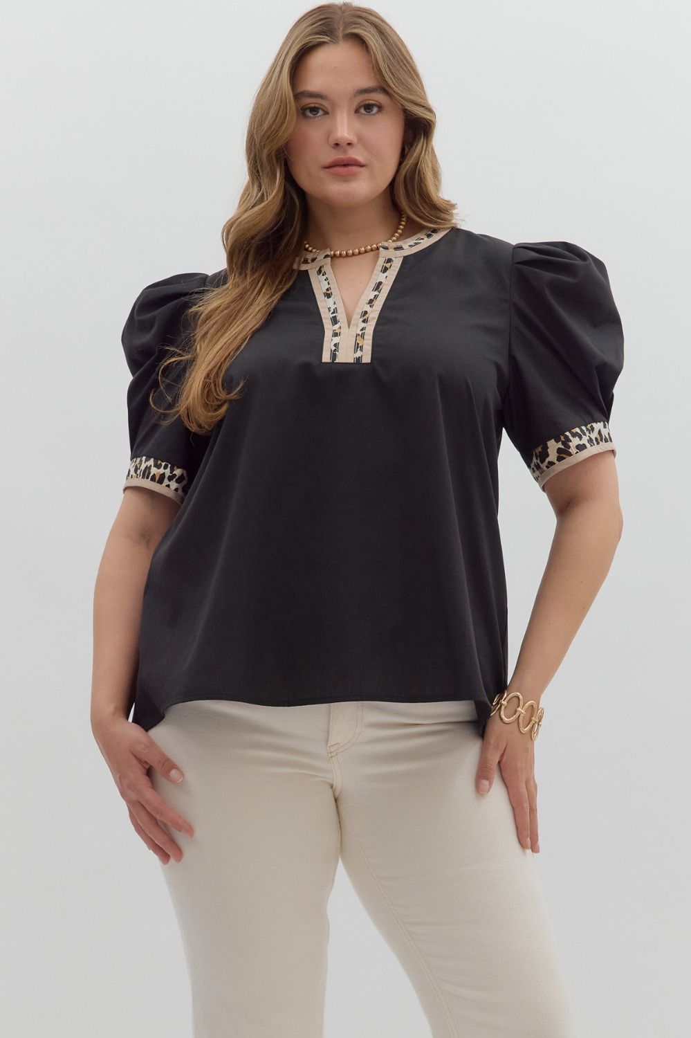 Puff Sleeve Leopard Print Top