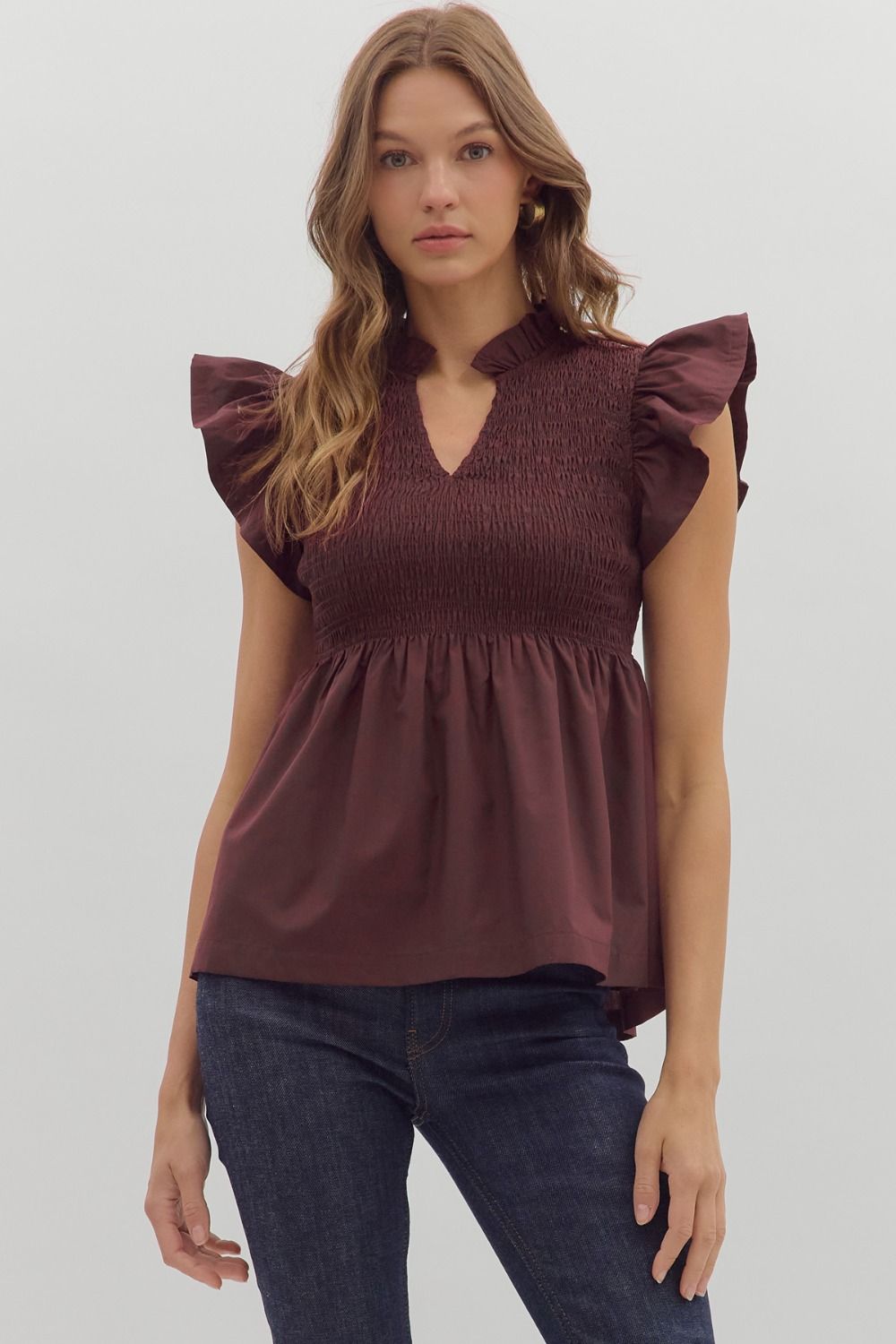 Ruffle V-Neck Top