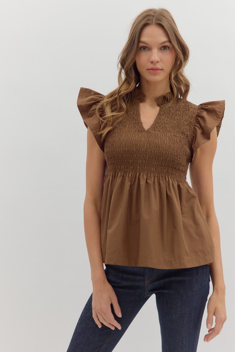 Ruffle V-Neck Top