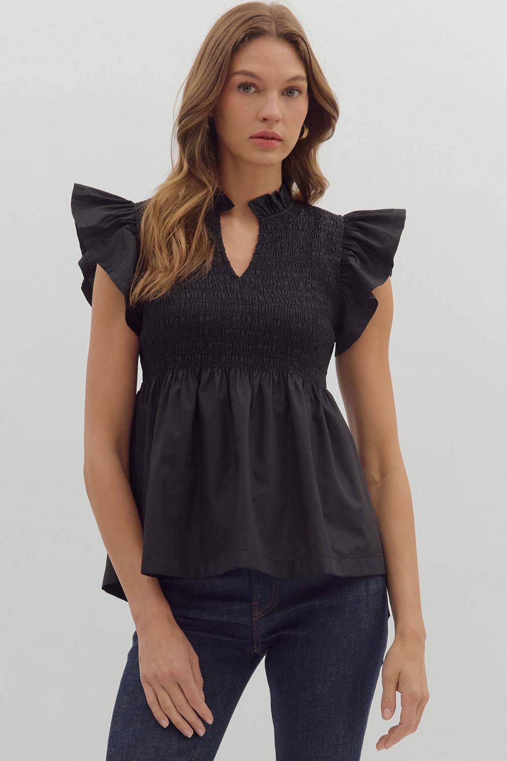 Ruffle V-Neck Top