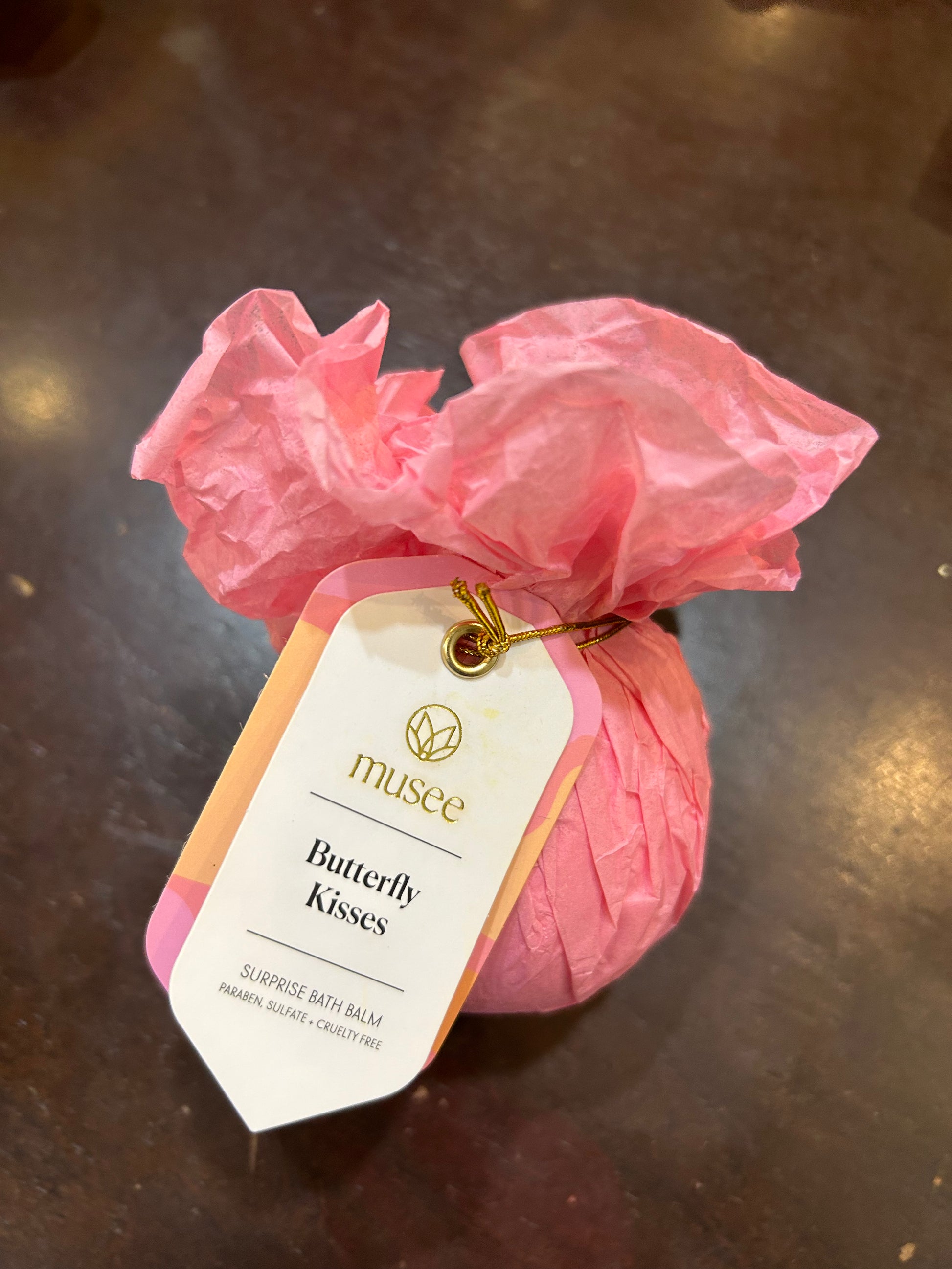 Pink "Butterfly Kisses" Musee bath balm.