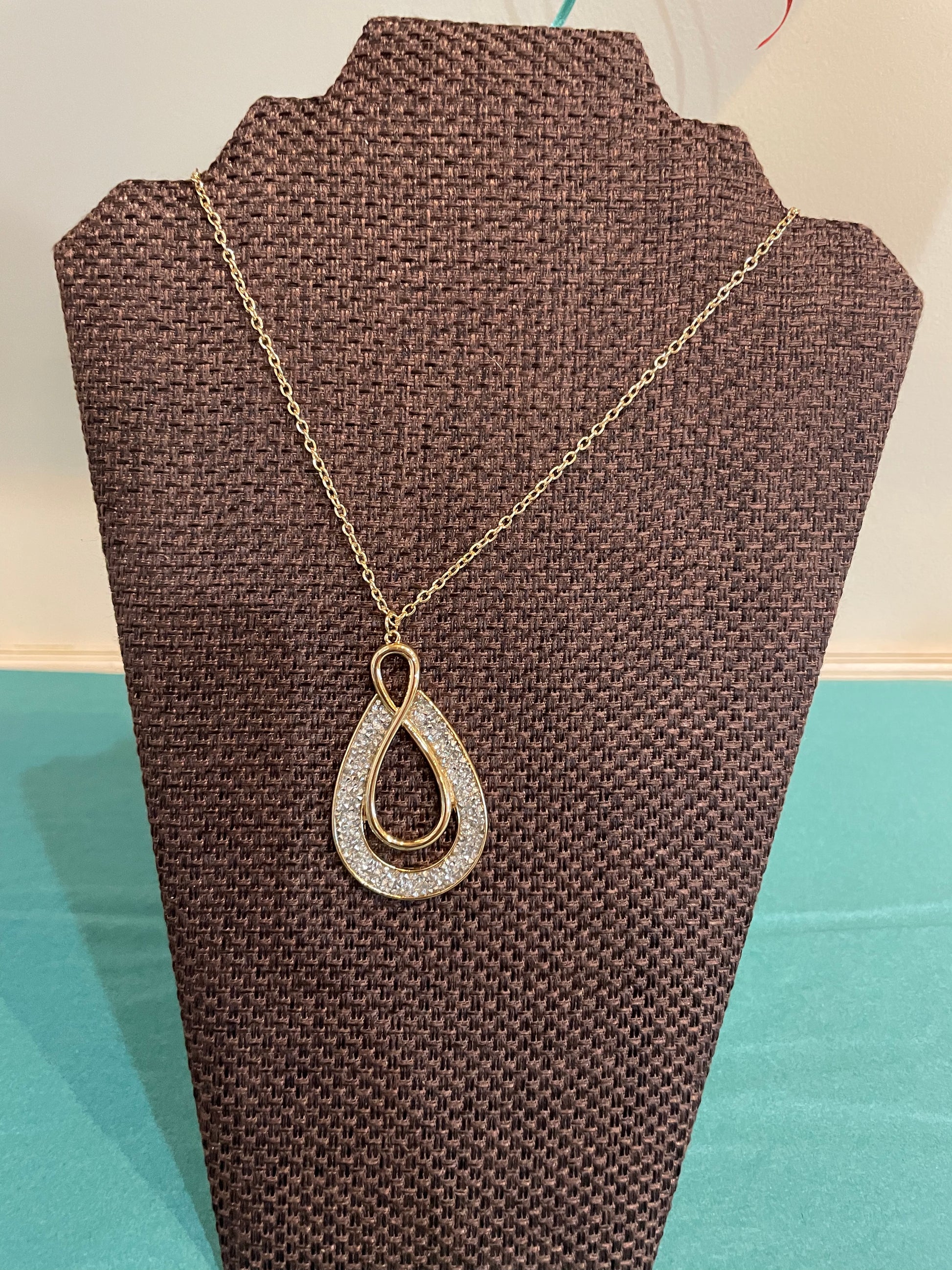 Light brown colored Druzy Teardrop Necklace.