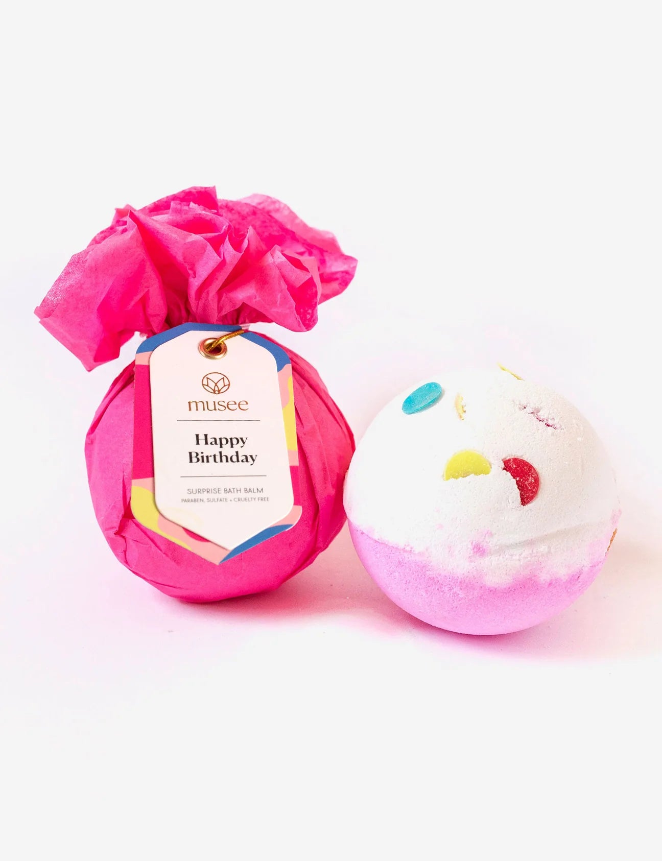 Pink "Happy Birthday" Musee bath balm.