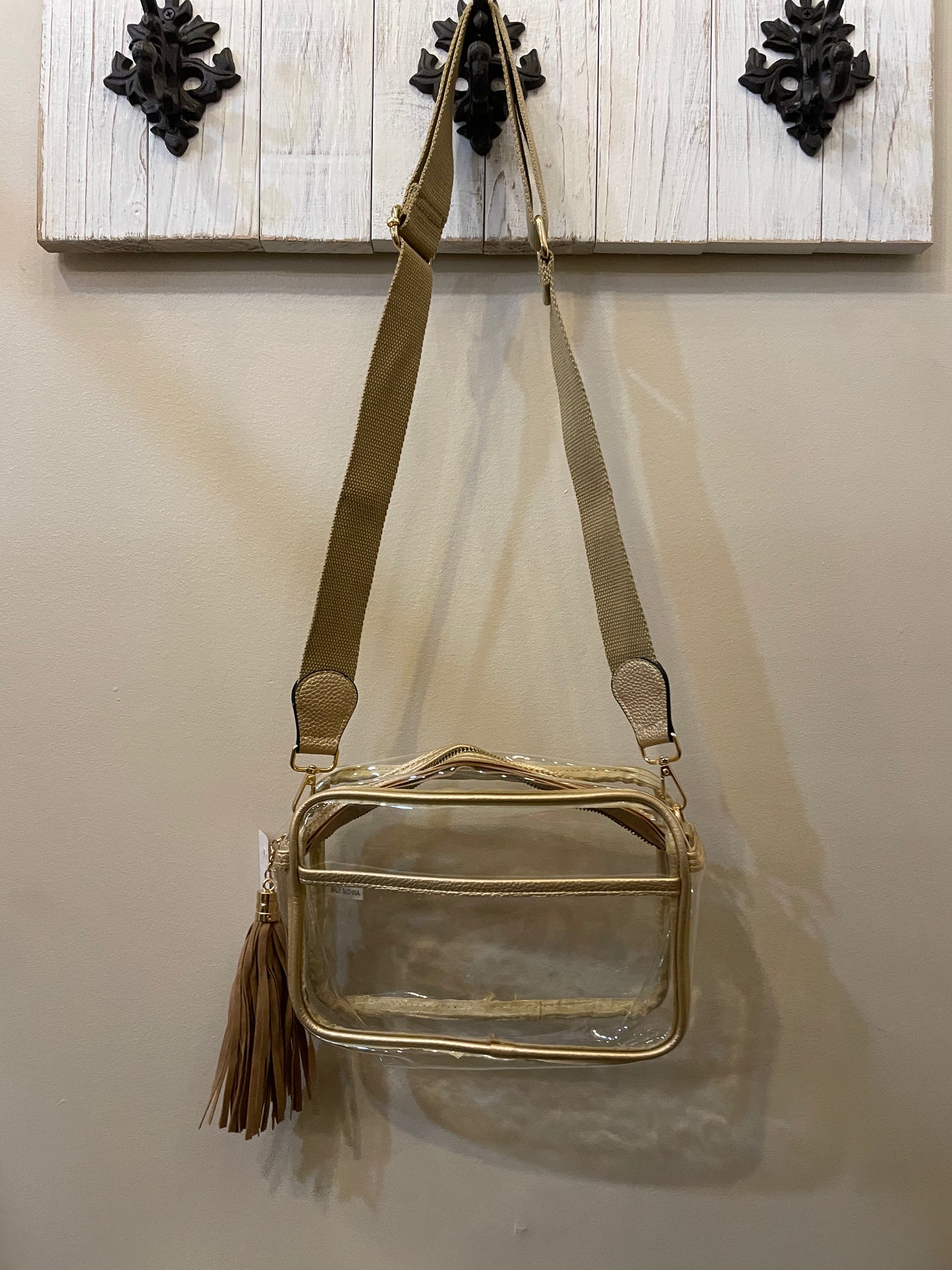 Clear Rectangle Crossbody with Tassel
