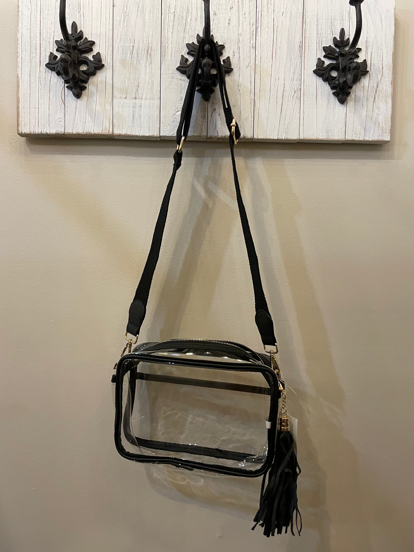 Clear Rectangle Crossbody with Tassel