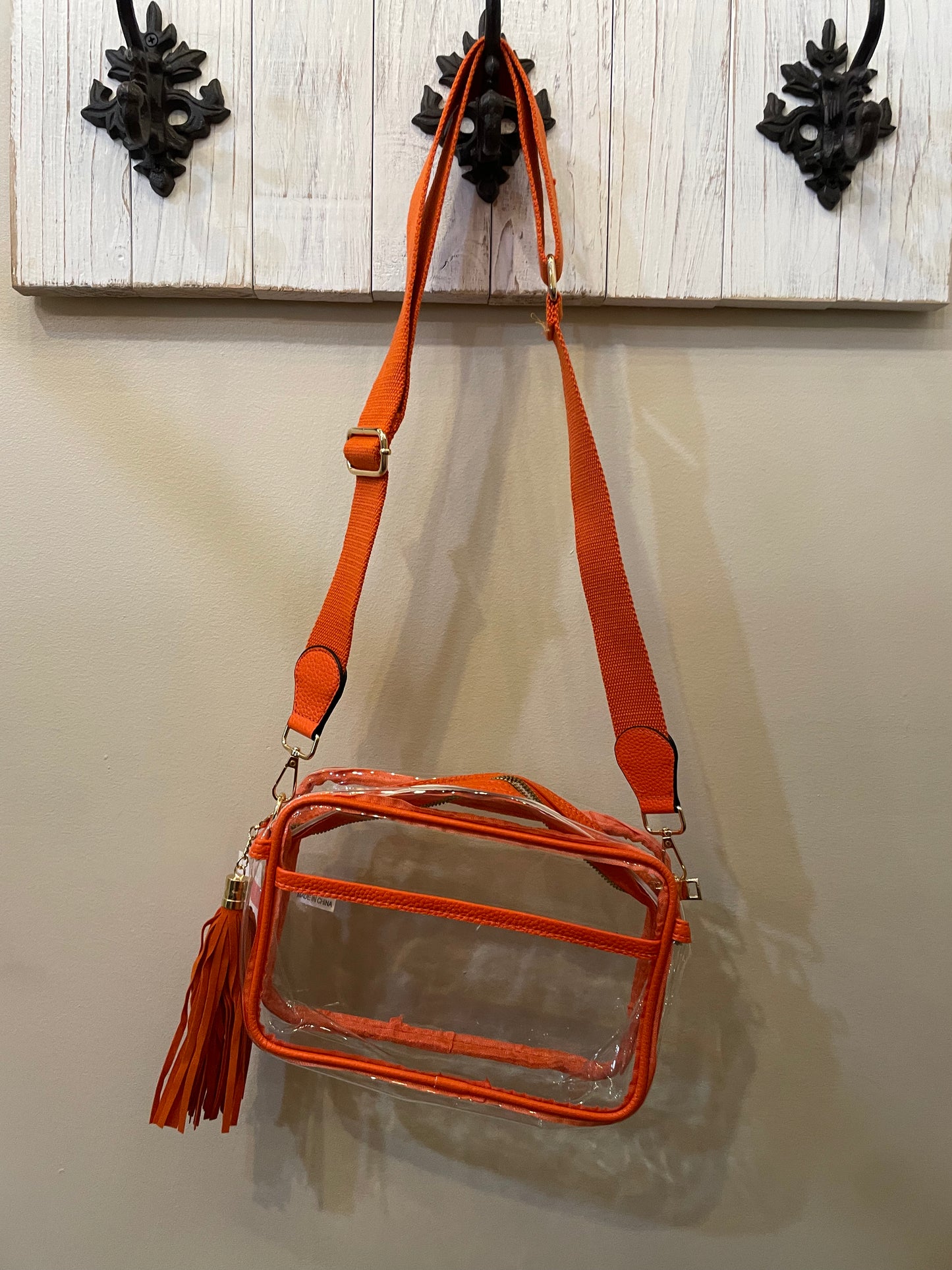 Clear Rectangle Crossbody with Tassel