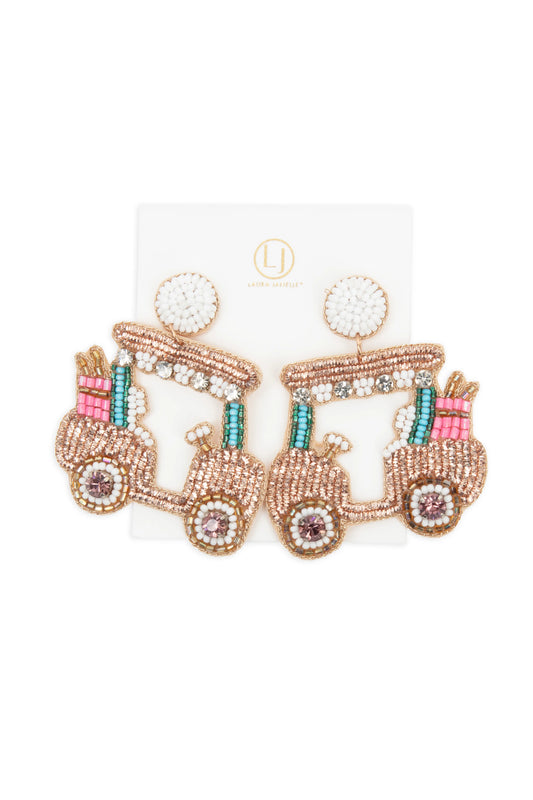 Golf Cart Beaded Earrings