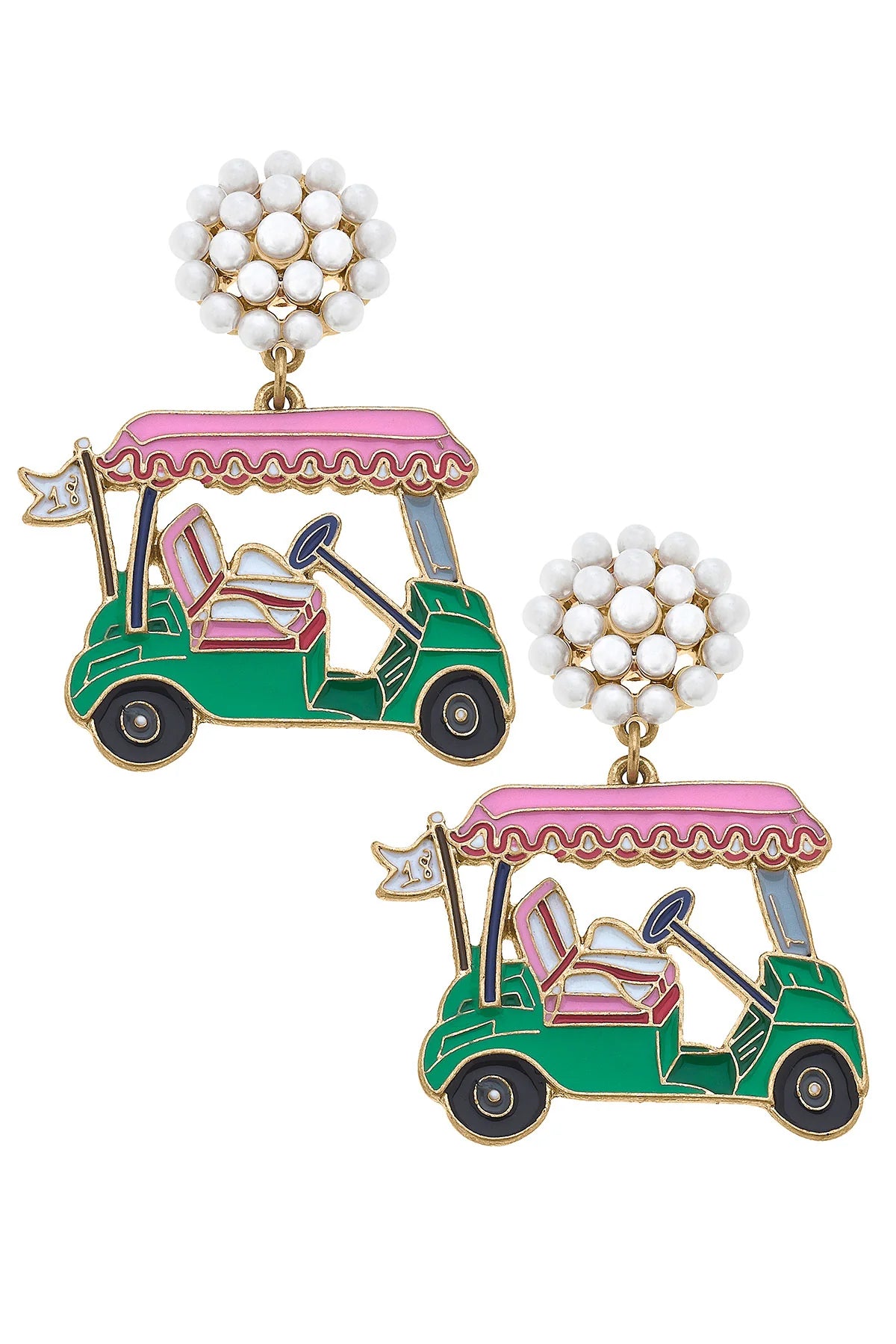 Golf Cart Enamel Earrings