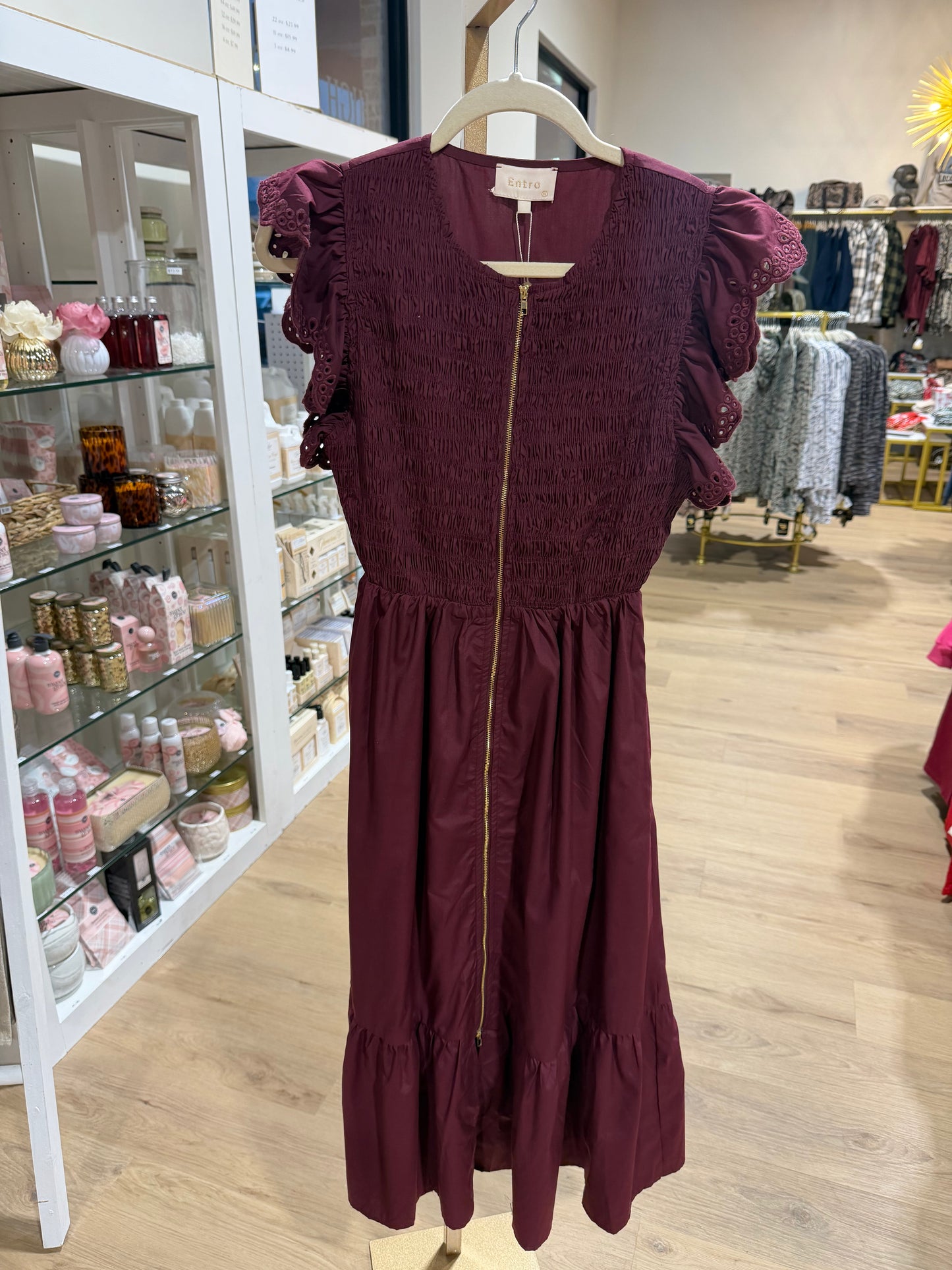 Zip-up Ruffle Sleeve Dress