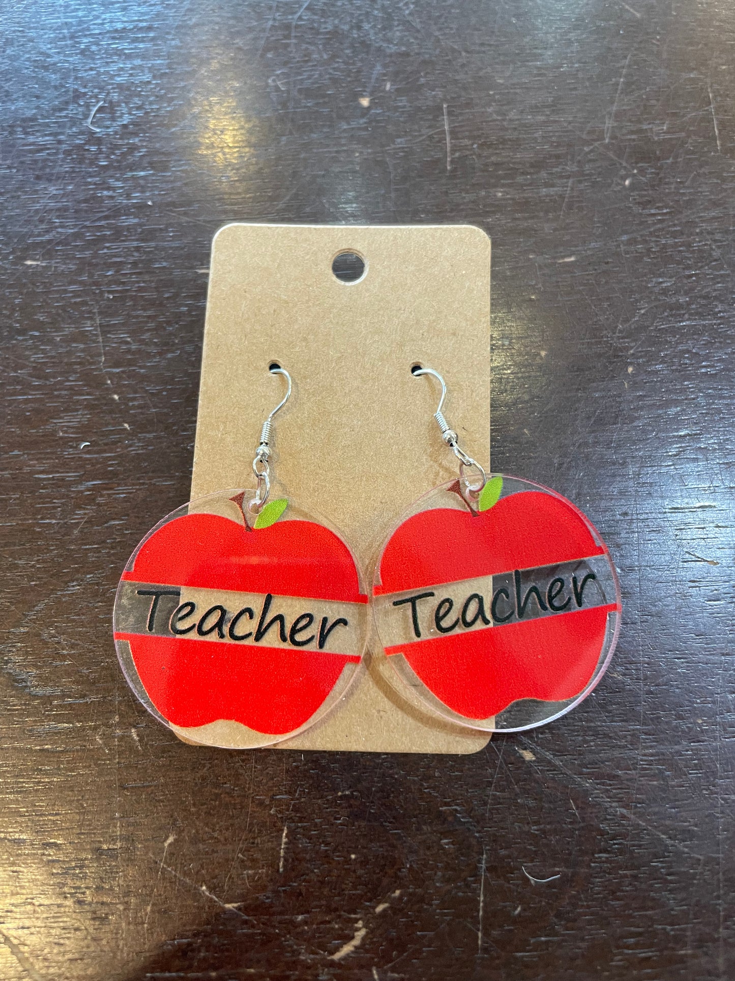 " Teacher " Apple Acrylic Earrings