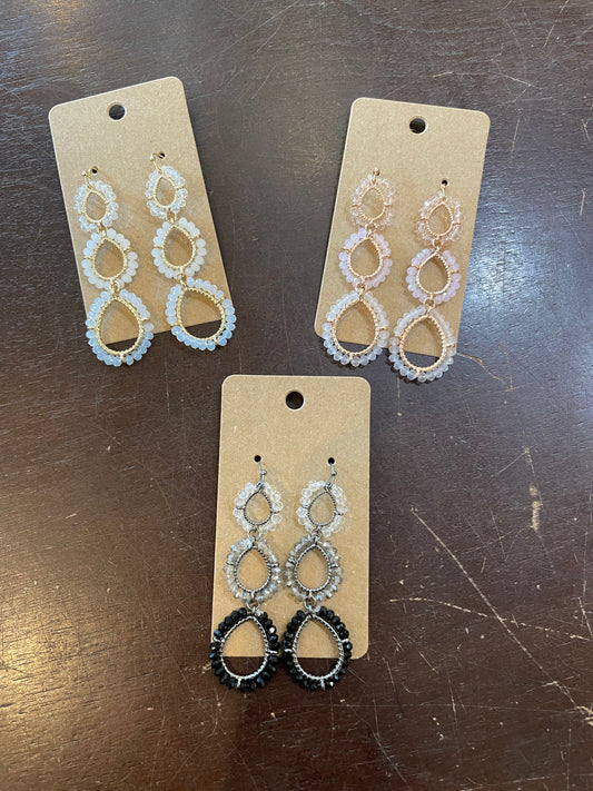 3 Drop Beaded Earrings