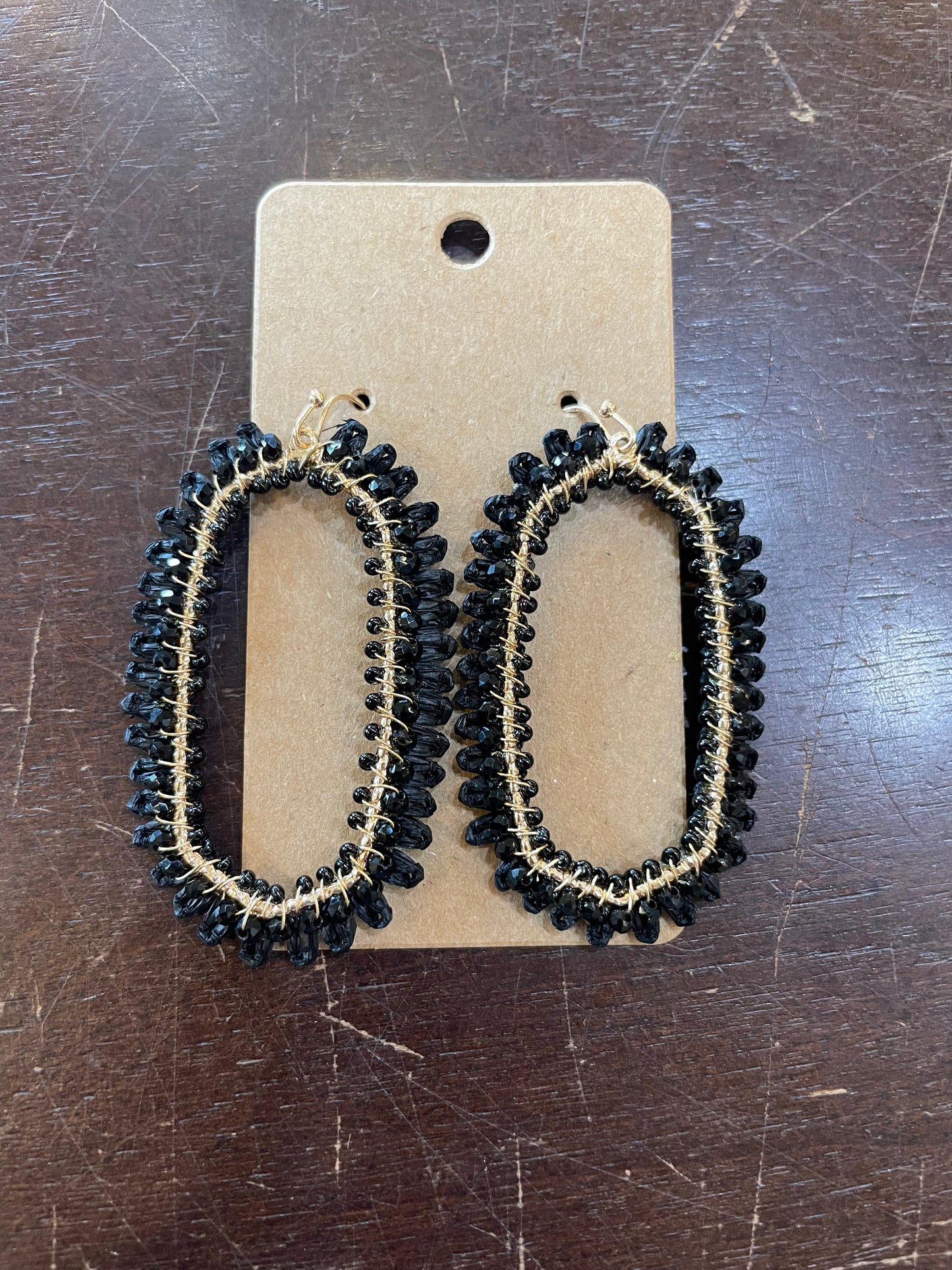Beaded Open Hexagon Earrings