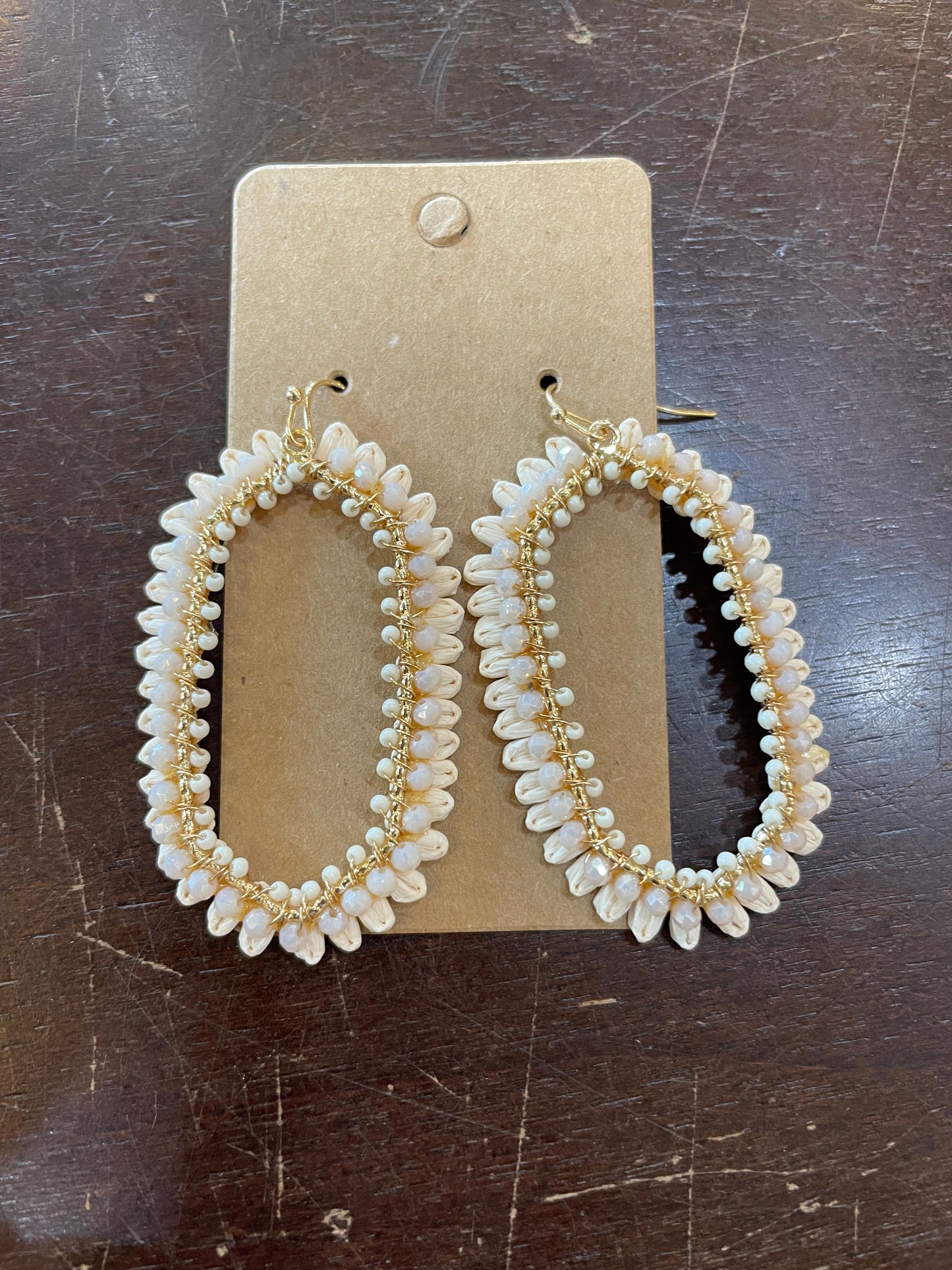 Beaded Open Hexagon Earrings