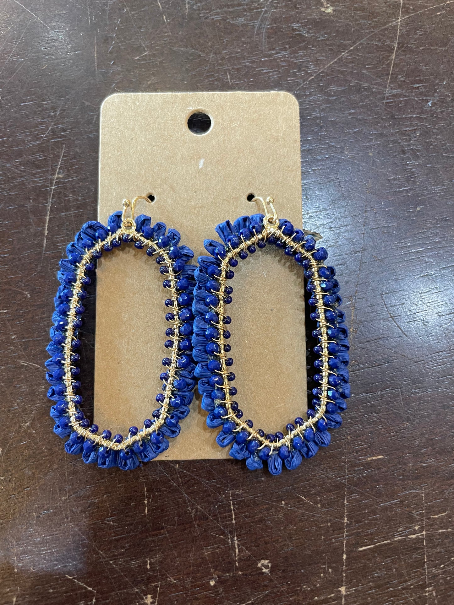 Beaded Open Hexagon Earrings