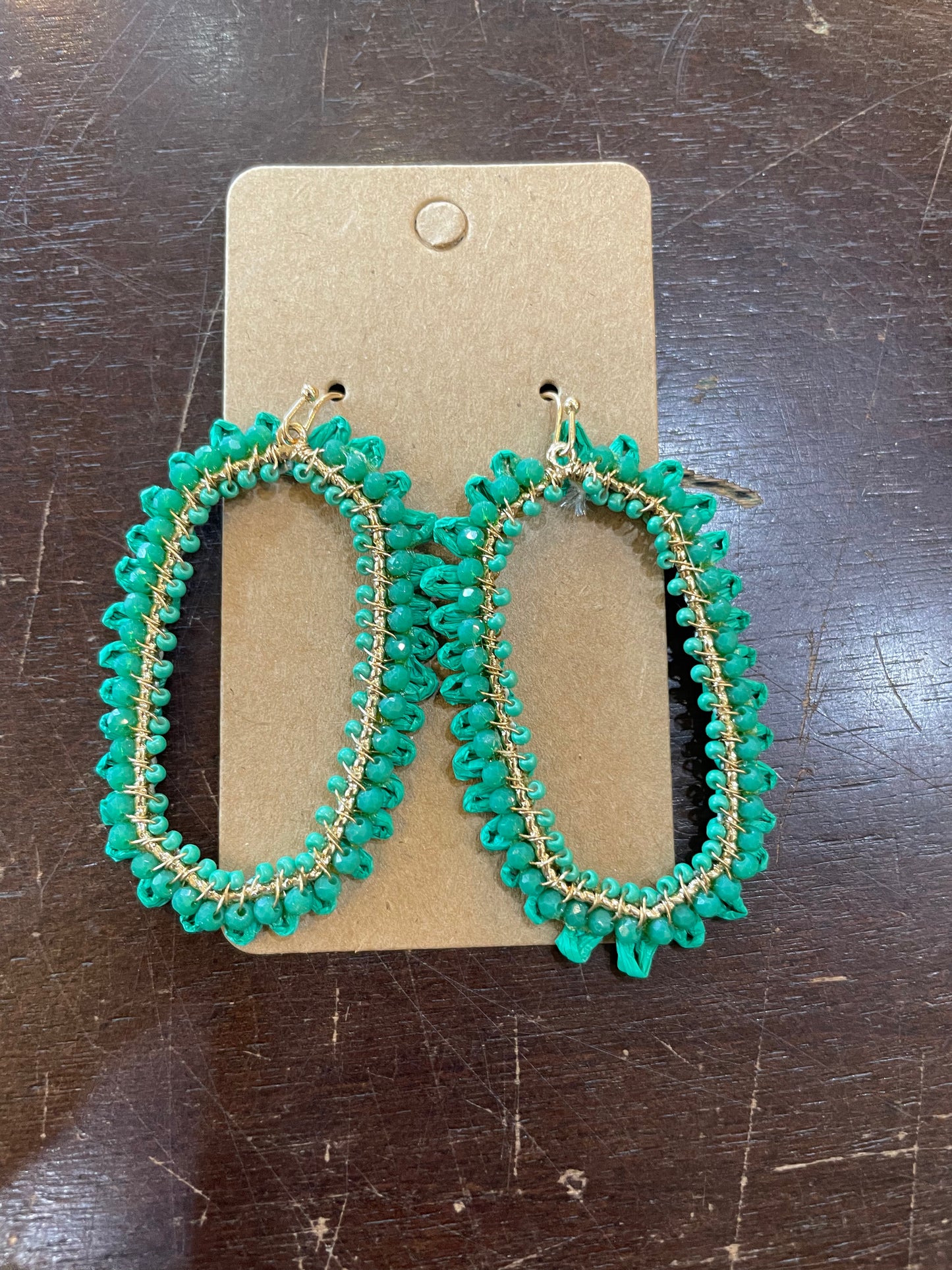 Beaded Open Hexagon Earrings