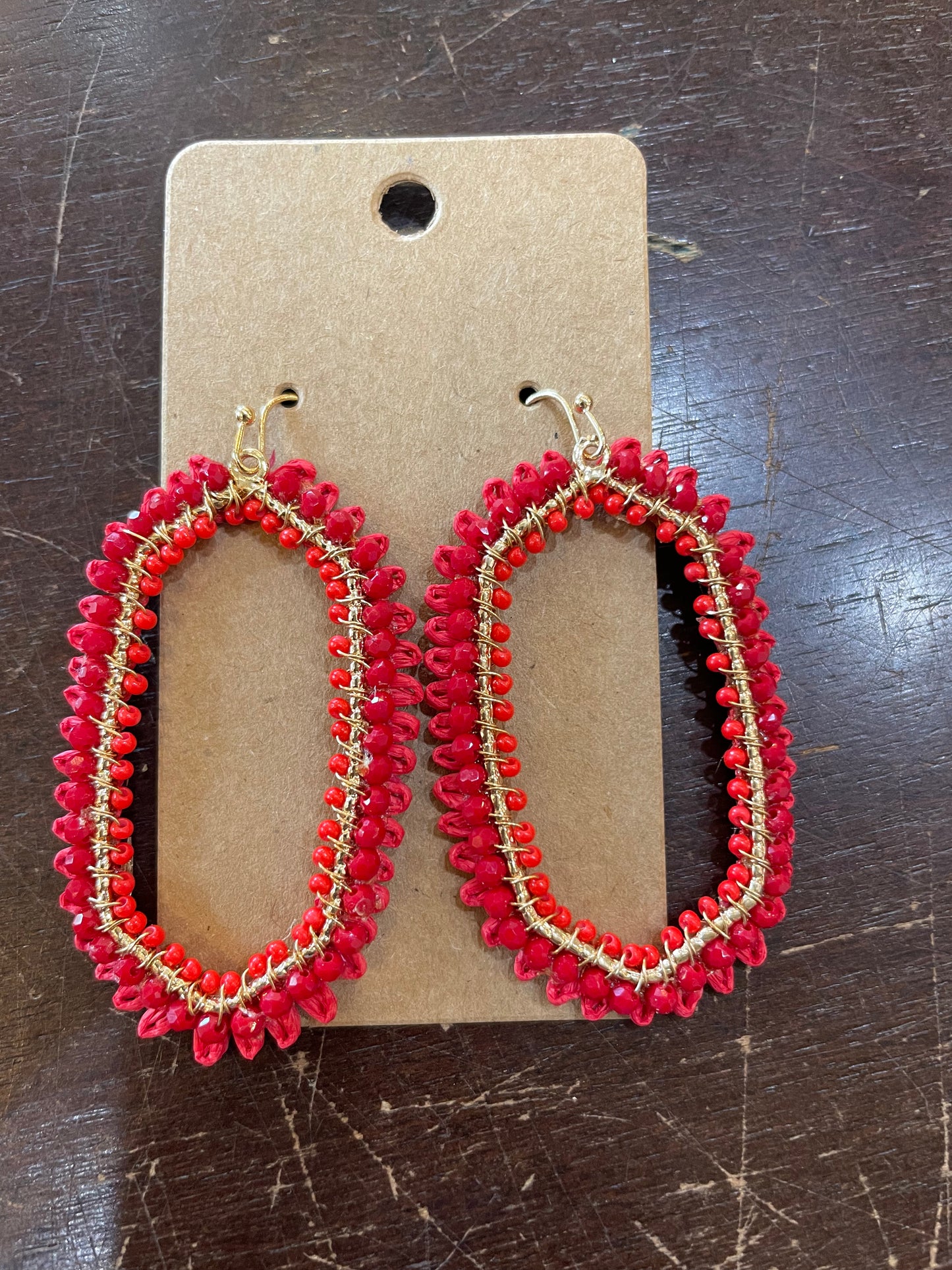 Beaded Open Hexagon Earrings
