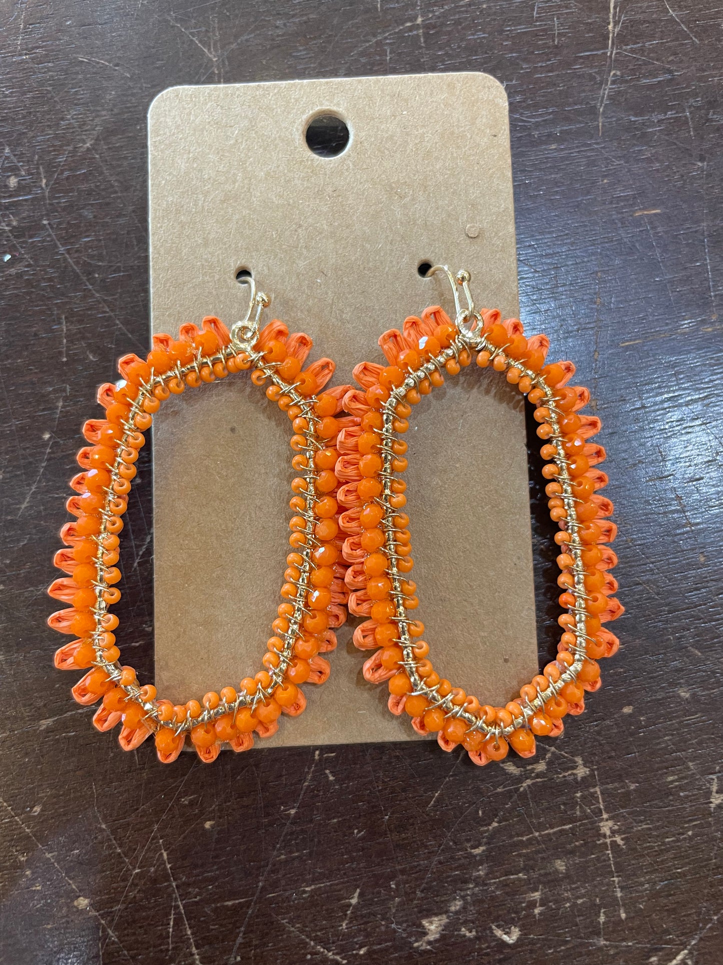 Beaded Open Hexagon Earrings