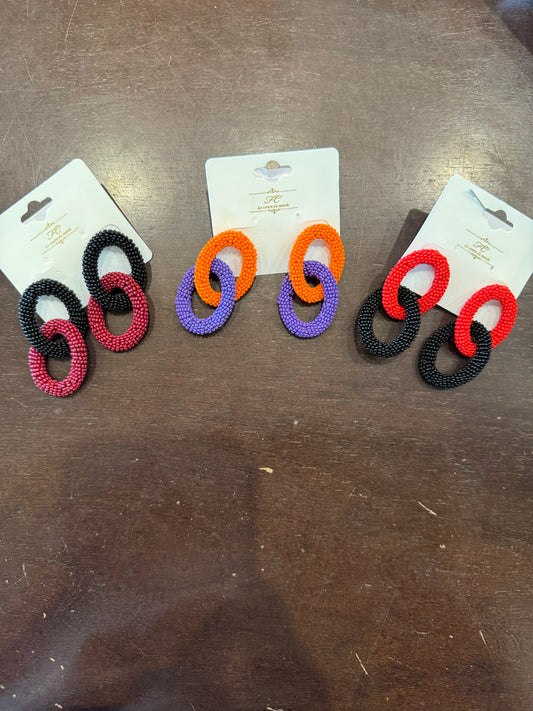 Oval Linked Seed Bead Earrings