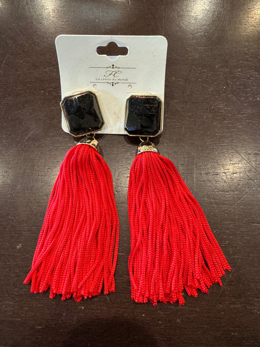 Game Day Resin Square Tassel Earrings