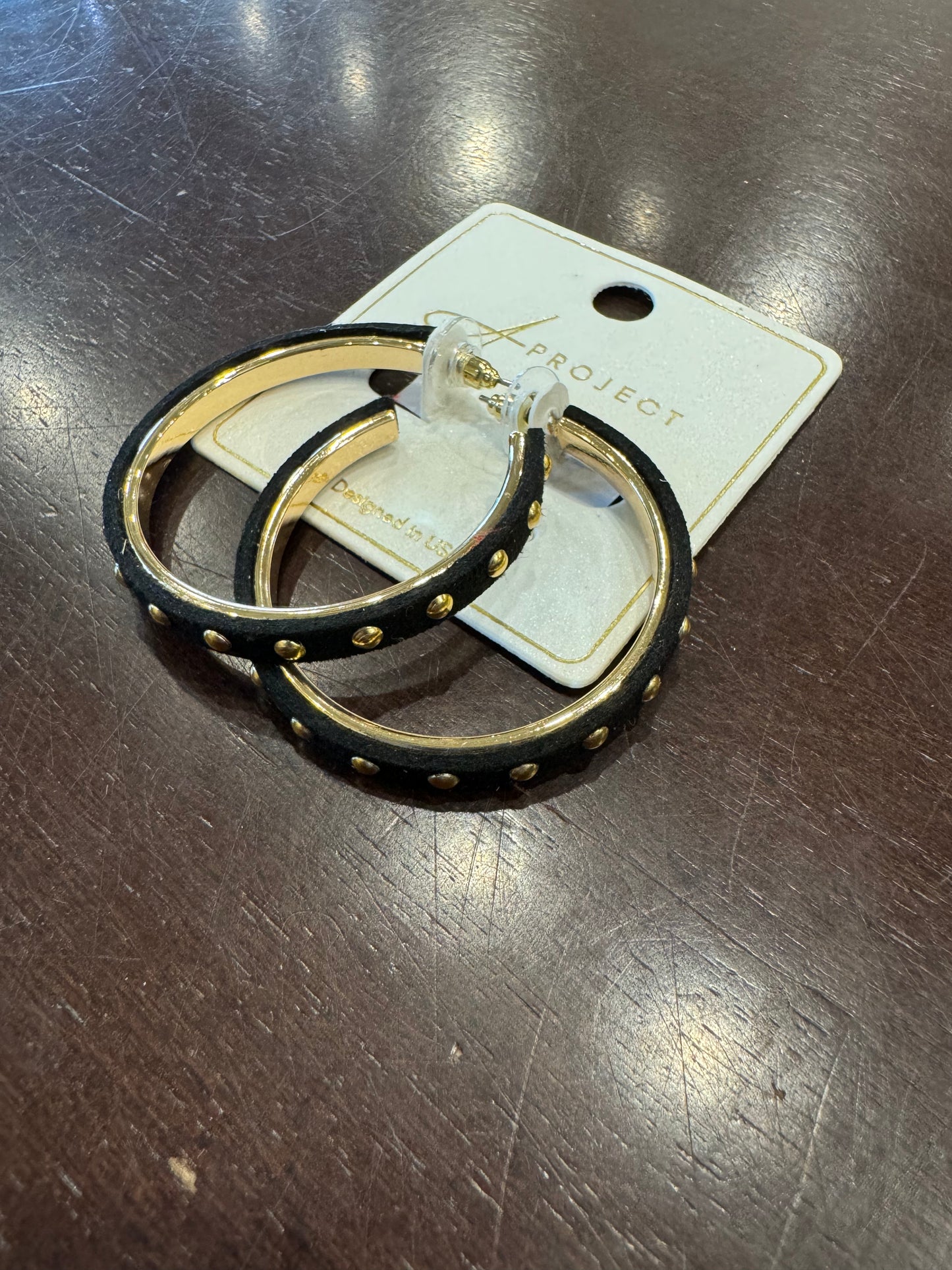 Dot Station Leather Hoop Earrings