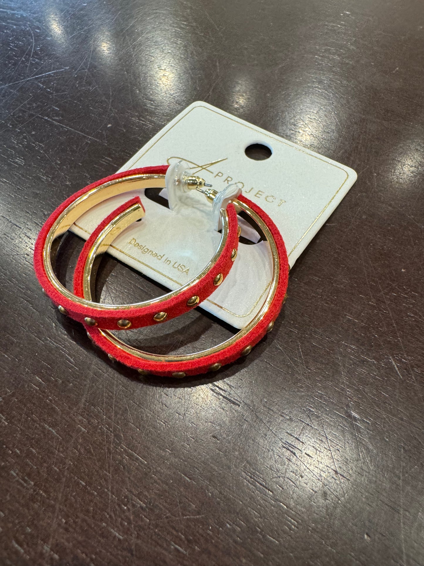 Dot Station Leather Hoop Earrings