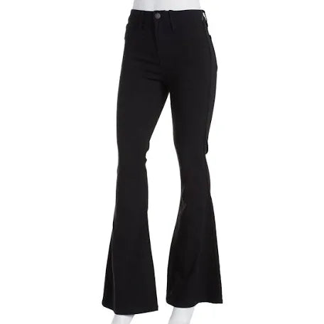 Black Hyperstretch Flare pants.