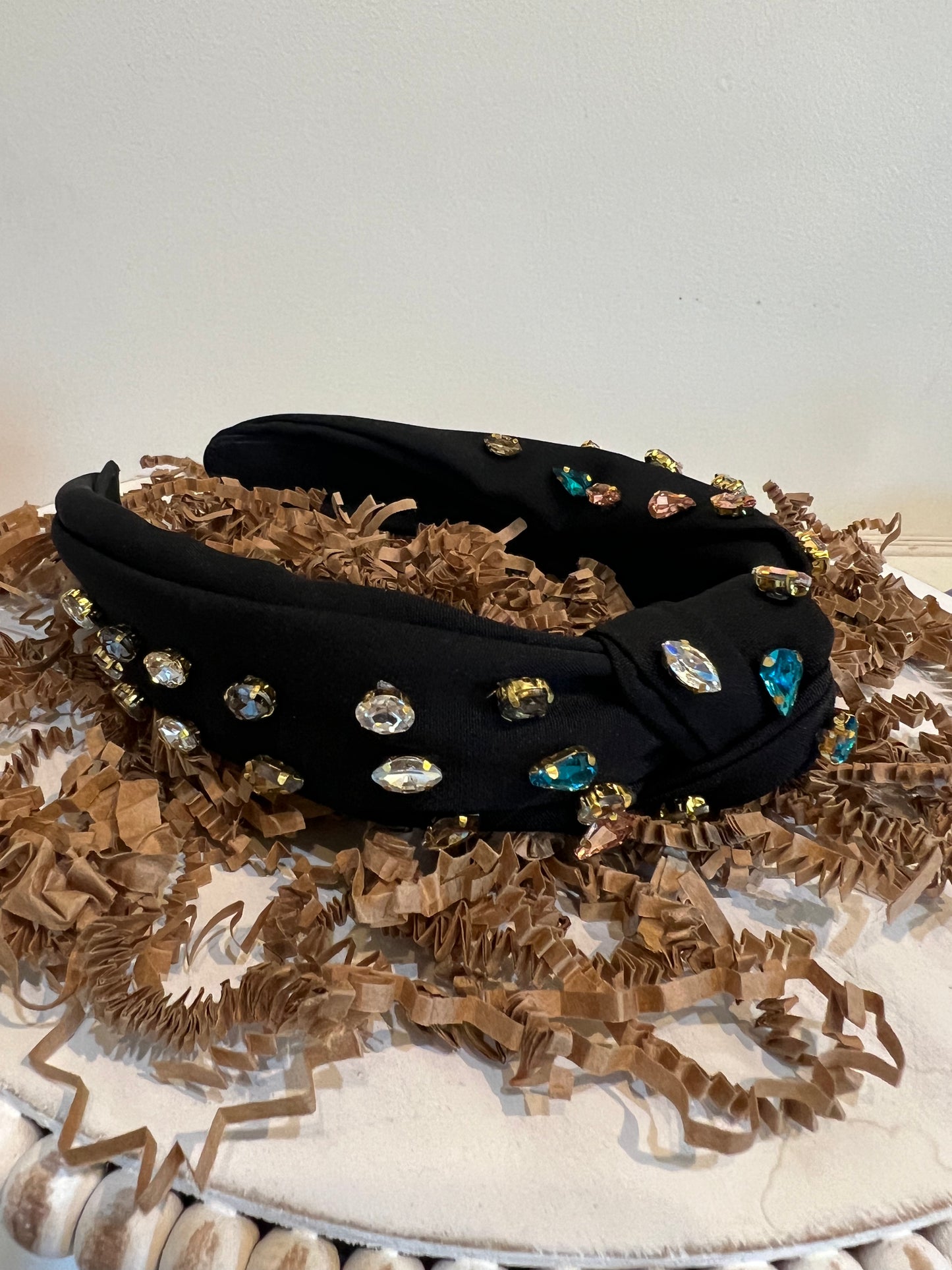 Black multicolor jeweled headband.