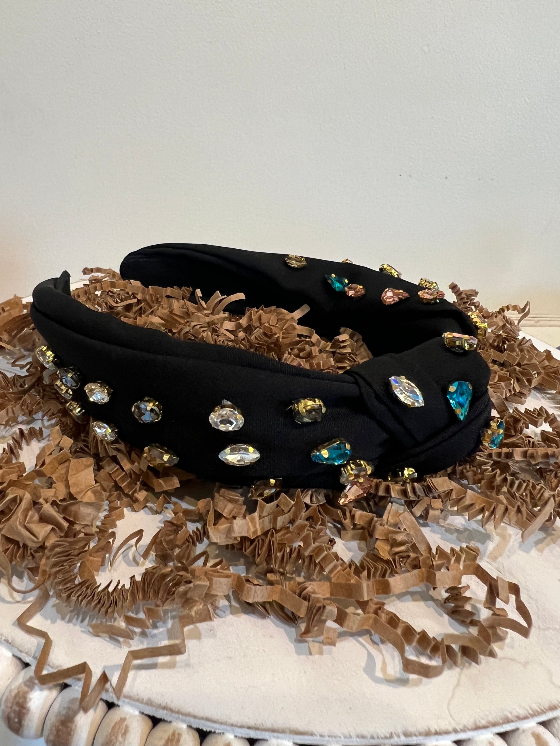 Black multicolor jeweled headband.