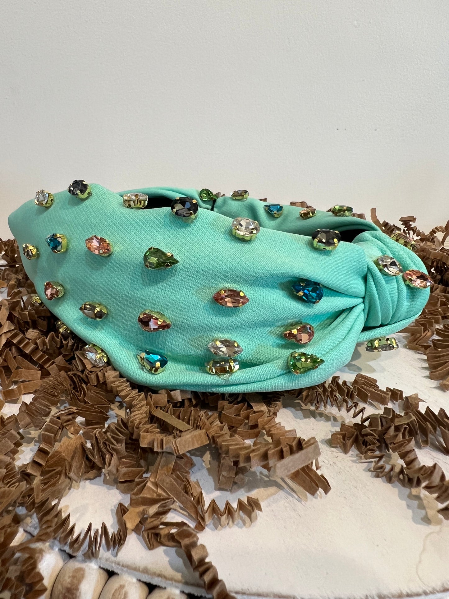 Mint multicolor jeweled headband.