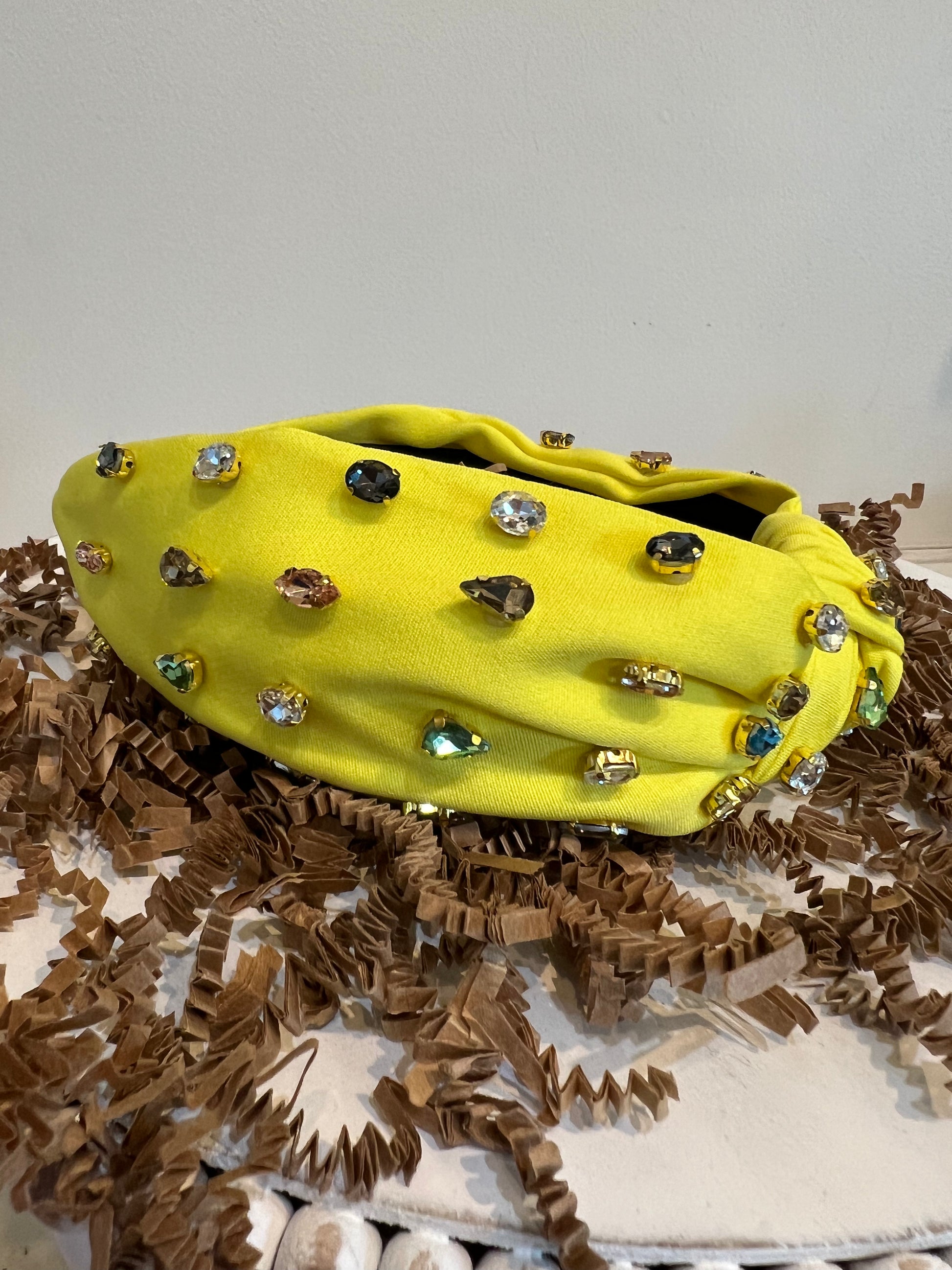 Yellow multicolor jeweled headband.