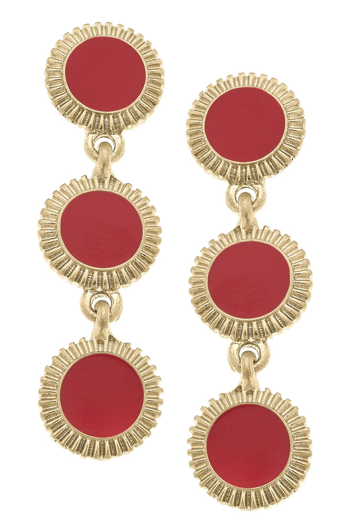 Mary Brian Fluted Enamel Disc Earrings