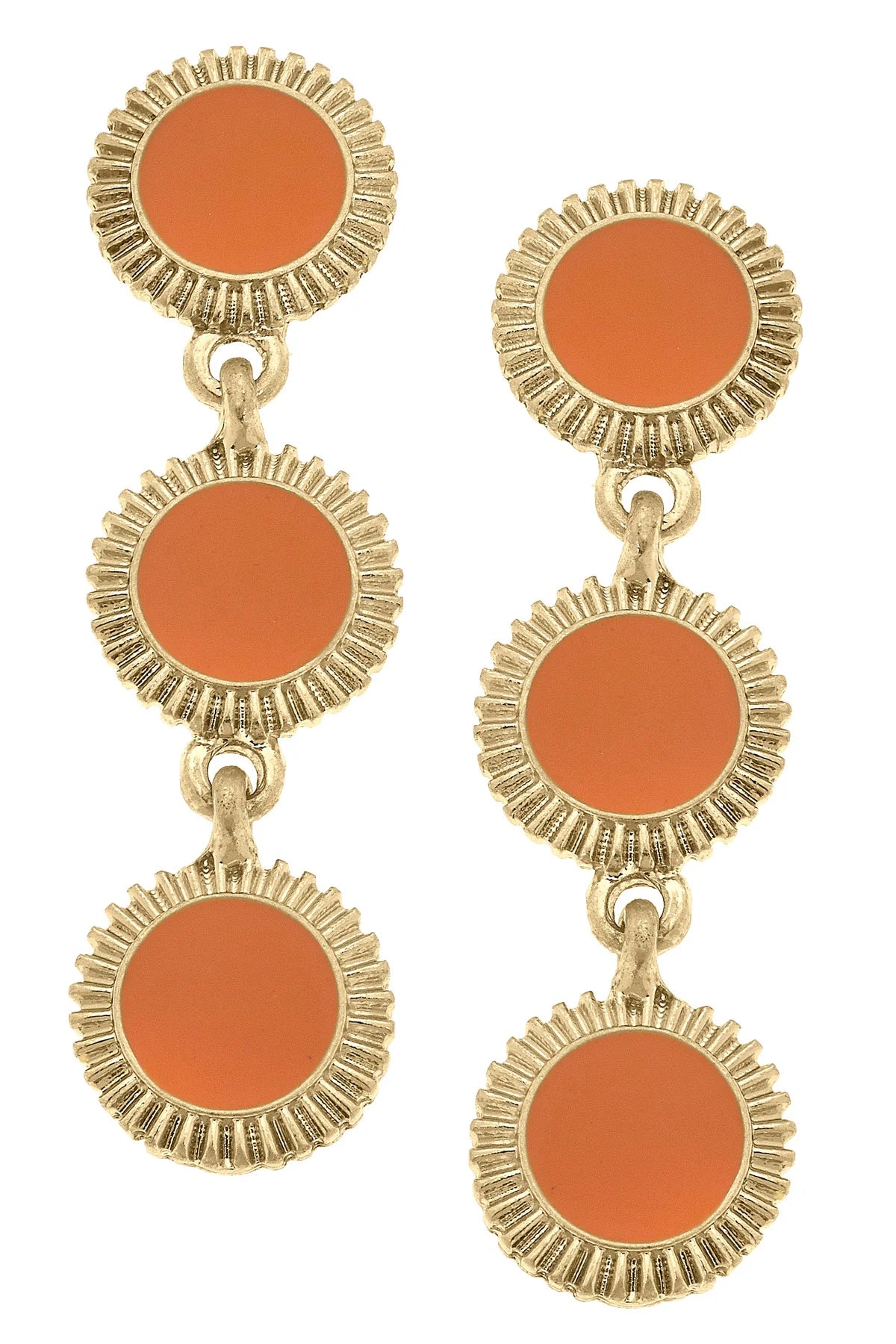 Mary Brian Fluted Enamel Disc Earrings
