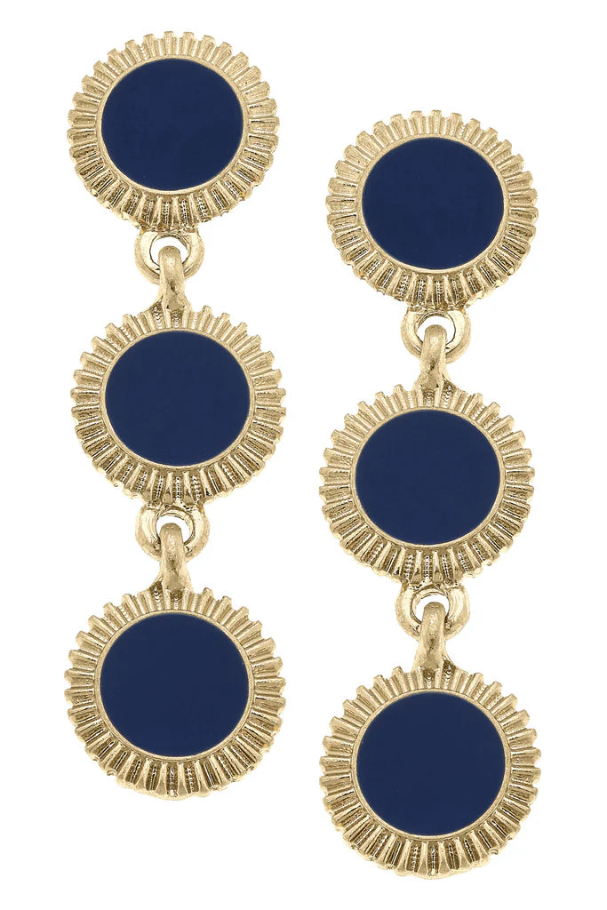 Mary Brian Fluted Enamel Disc Earrings
