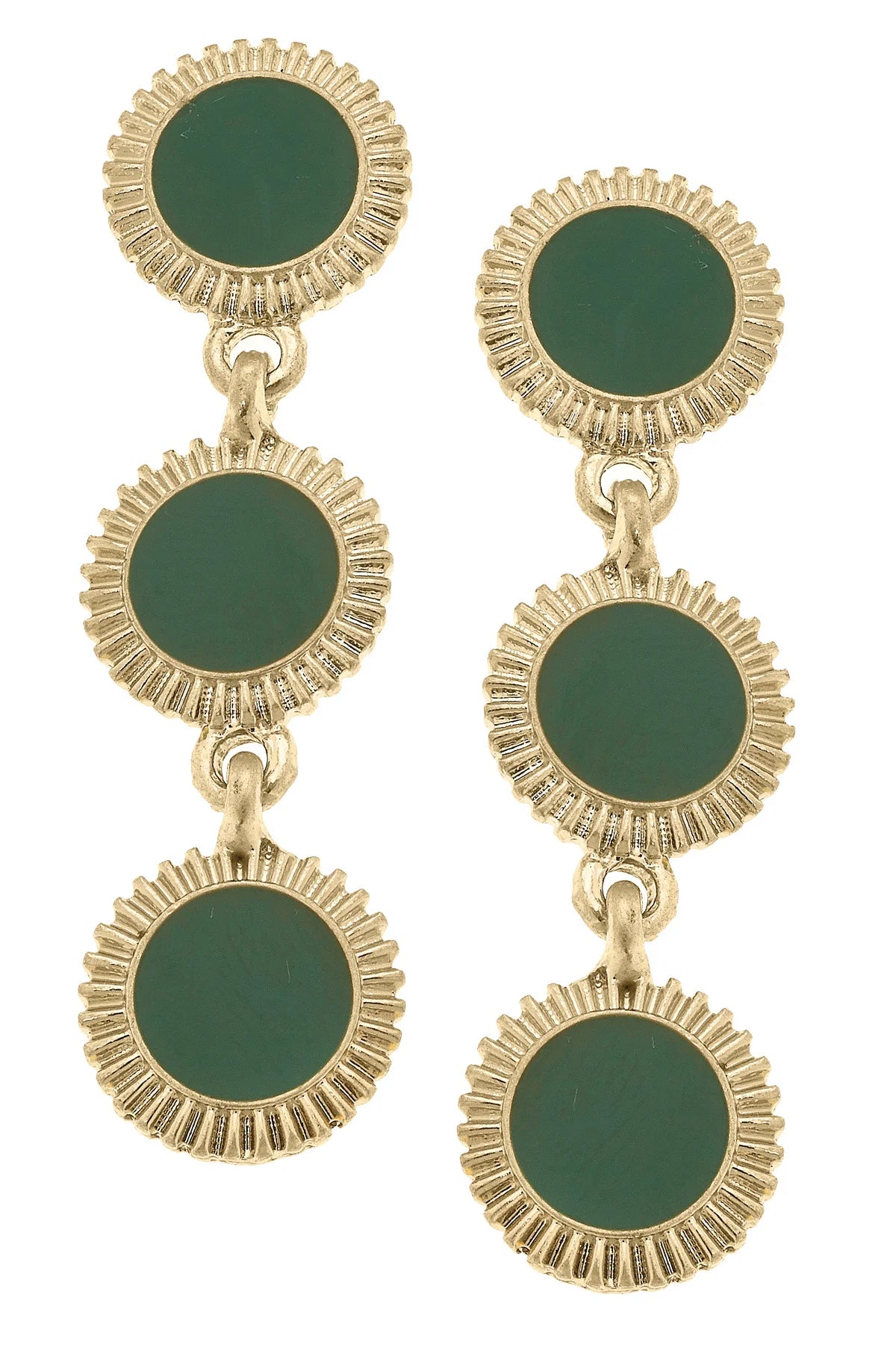 Mary Brian Fluted Enamel Disc Earrings
