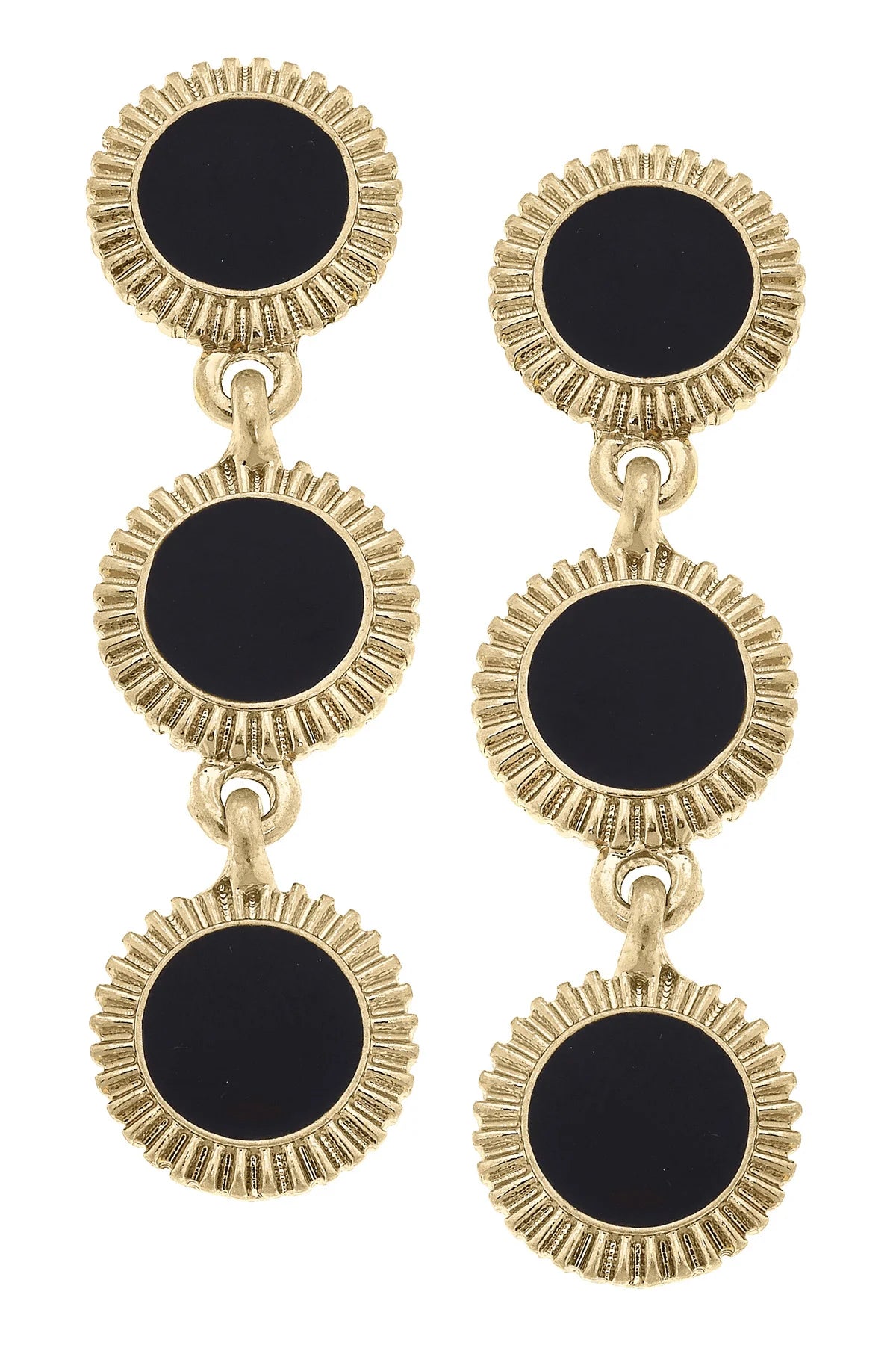 Mary Brian Fluted Enamel Disc Earrings