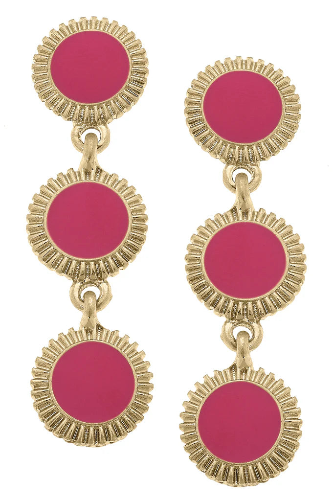 Mary Brian Fluted Enamel Disc Earrings