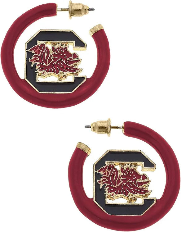 South Carolina Gamecocks Logo Hoop Earrings