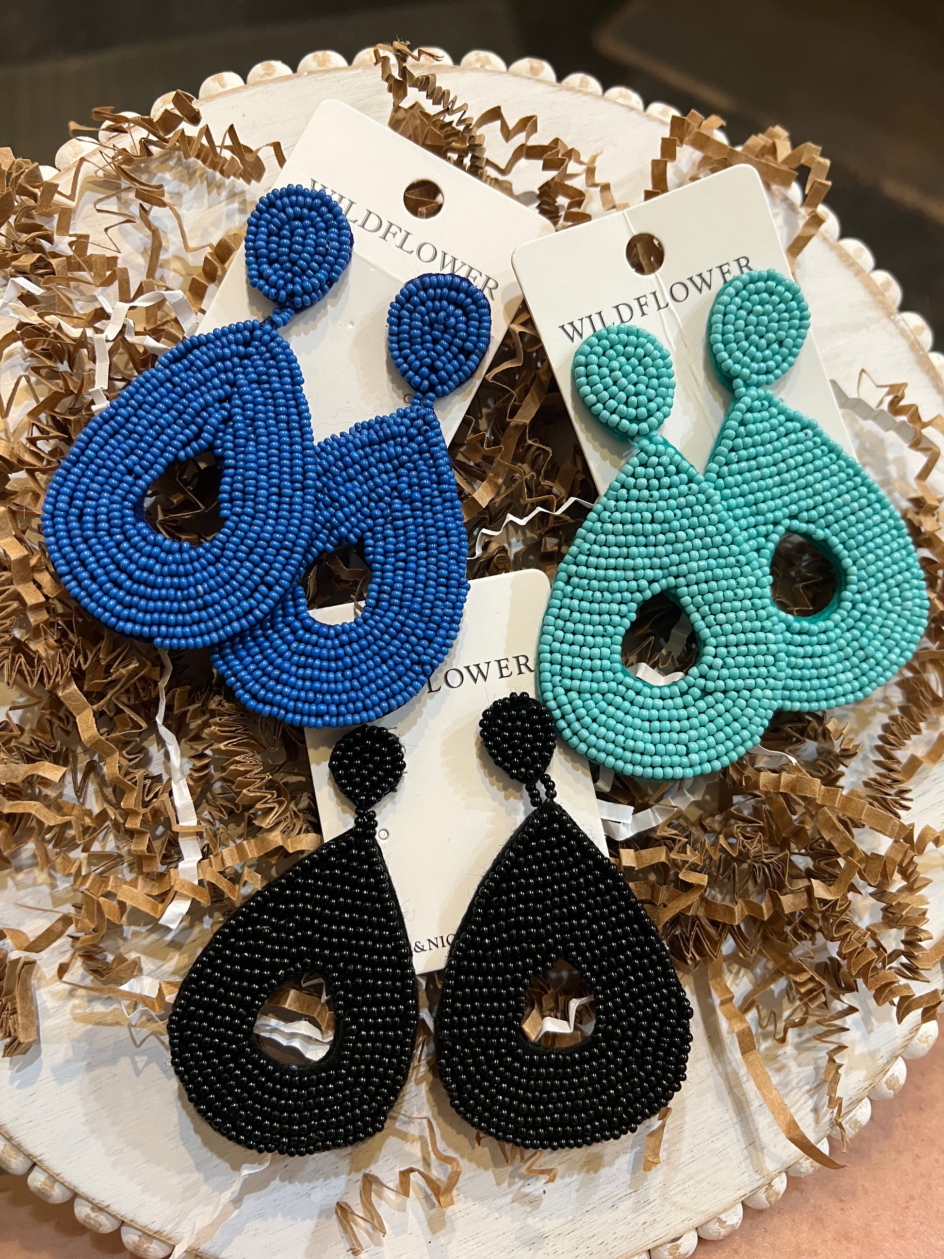 Assorted Beaded Teardrop Earrings.