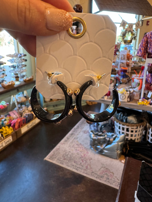 Gold Dotted Hoop Earrings