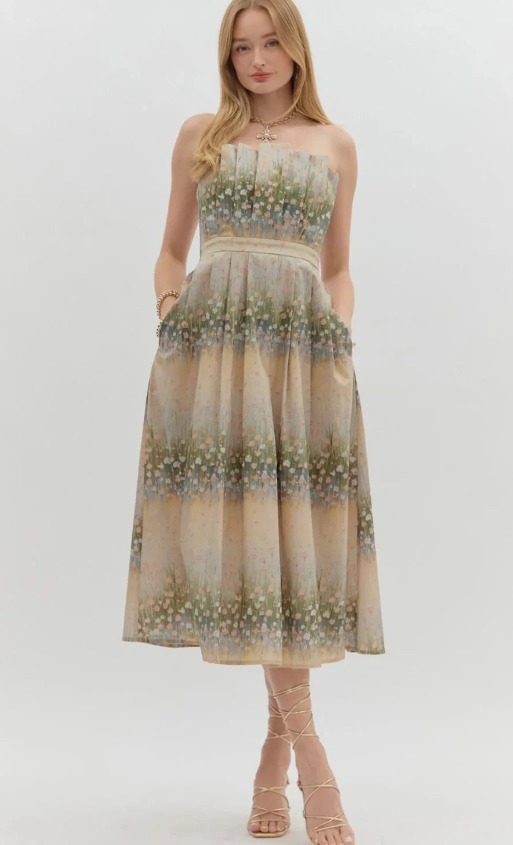 Strapless Floral Dress