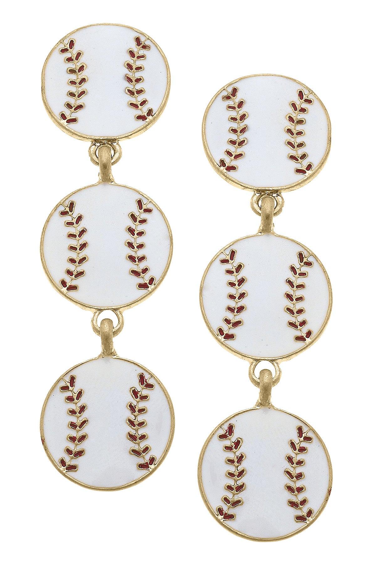 Baseball Drop Enamel Earrings