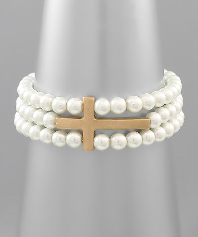 Cross & Stone Ball Bracelet