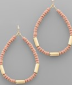 Blush Wood Beads Teardrop Earrings.