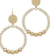 White Wood Beads Circle Hoops.