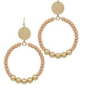 Blush Wood Beads Circle Hoops.