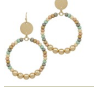 Light multicolor Wood Beads Circle Hoops.