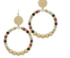 Multicolor Wood Beads Circle Hoops.