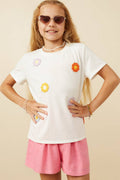 Girls Multi Floral Patched Knit Tee