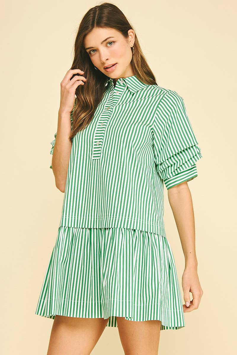 STRIPE BUTTON DOWN MINI DRESS
