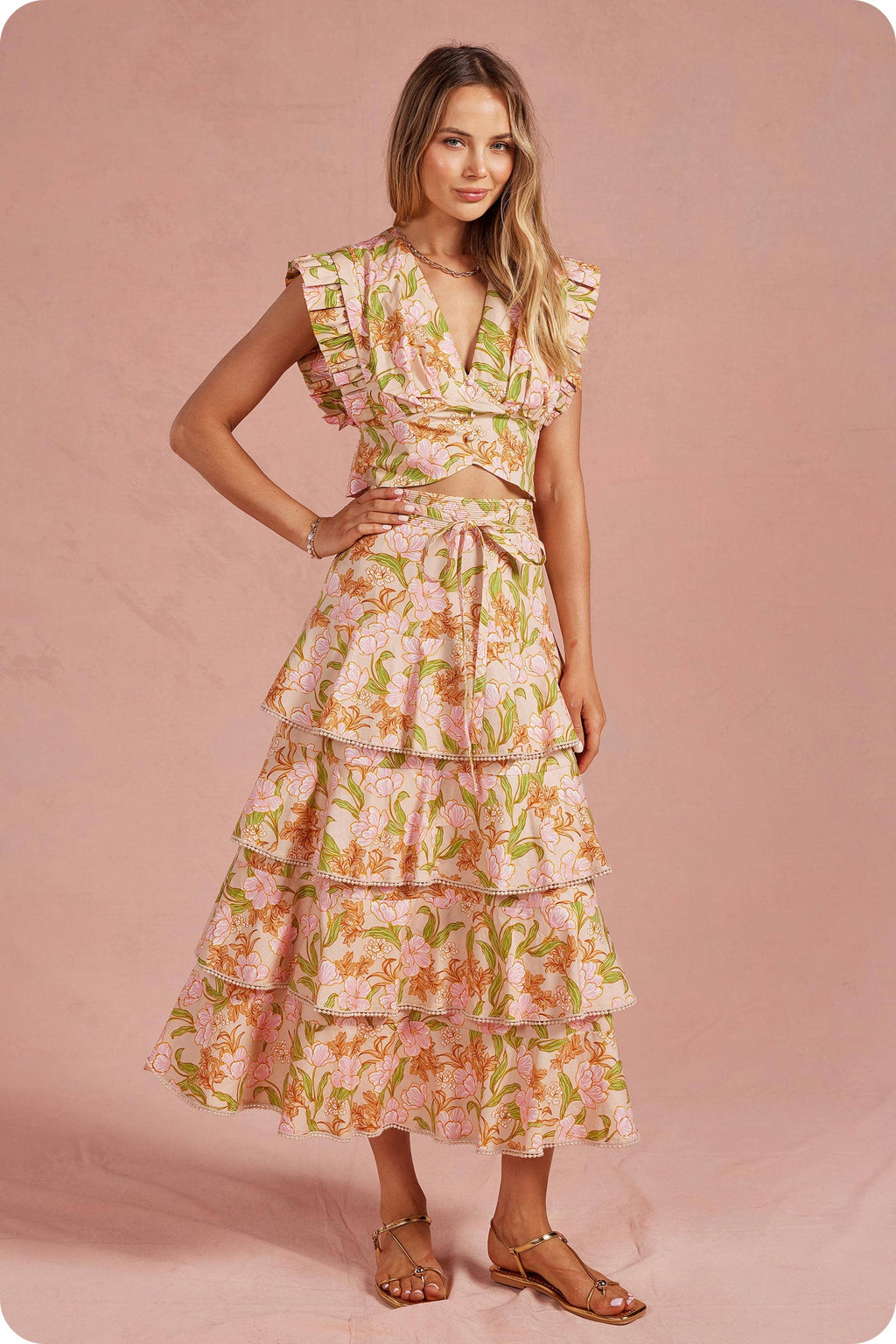 Strut & Bolt - Bloom Meadow 2-Piece Midi Skirt Set